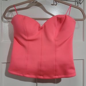 GUESS bright pink/coral strapless top with zip back NEW CONDITION